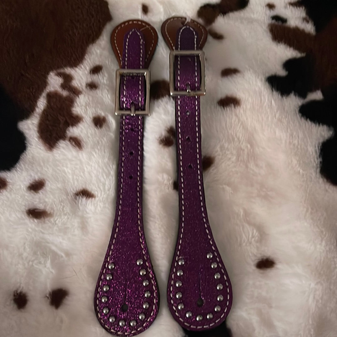 Purple sparkle spur straps